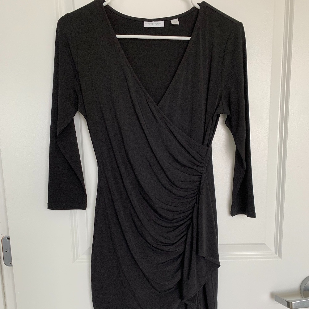 Semi Formal Bodycon Black Dress with Ruffle